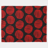 Lined Spots 190917 - Red on Black Fleece Deken (Voorkant (Horizontaal))