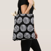 Lined Spots 190917 - White on Black Tote Bag (Dichtbij)