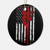 Lineman American Flag Electric Cable Lineman Keramisch Ornament (Links)