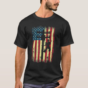 Lineman American Flag Electric Cable Lineman T-shirt