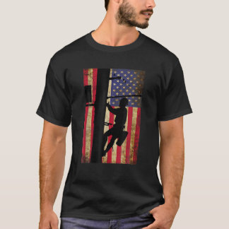 Lineman American Flag | Elektrische kabel Lineman  T-shirt