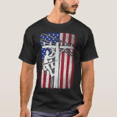 Lineman Amerikaanse Vlag Elektrische Kabellijnwerk T-shirt (Voorkant)