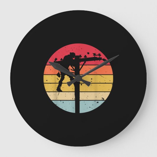 Lineman Electricia Gift Grote Klok (Voorkant)