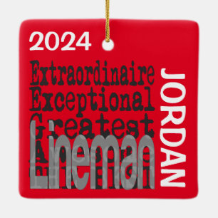 Lineman Extraordinaire CUSTOM Keramisch Ornament