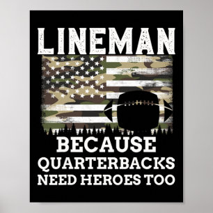 Lineman Football Gift Patriottische Amerikaanse vl Poster