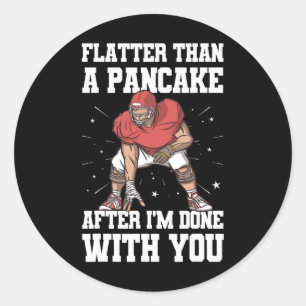 Lineman Funny Pancake Blokkeert Football Speler Ronde Sticker