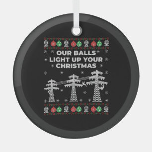Lineman Kerstmis onze vallen lichten op Glas Ornament