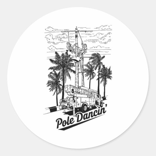 Lineman Le Dancin' Electrician Gift For Men Husban Ronde Sticker (Voorkant)