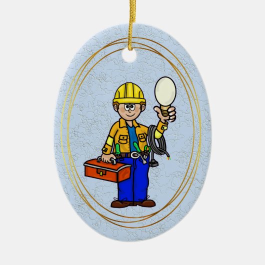 Lineman met Big Bulb Personalized Name Ornament (Voorkant)