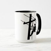 Lineman op de Mok "Pole Black Silhouette" (Voorkant rechts)