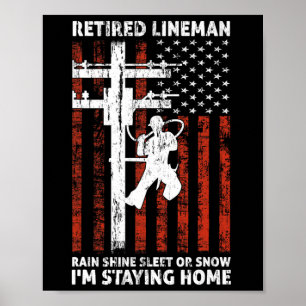 Lineman Pensioen 4 van juli Funny Novelty Man W Poster