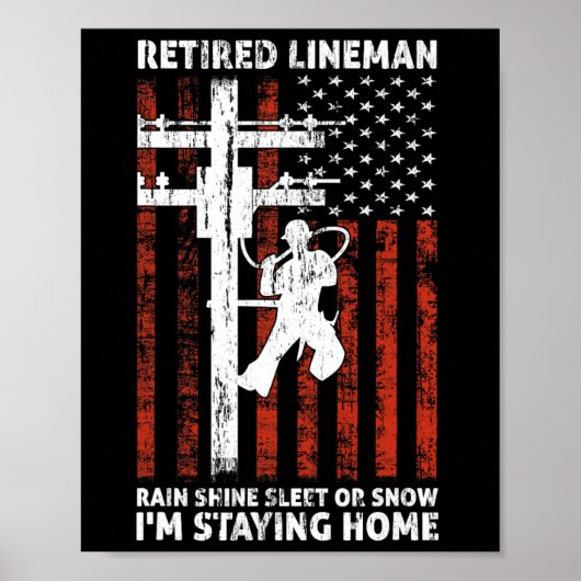 Lineman Pensioen 4 van juli Funny Novelty Man W Poster (Voorkant)
