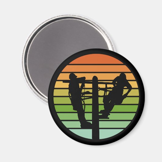 Lineman Reparing Damaged Power Lines  Magneet (Voorkant / Achterkant)