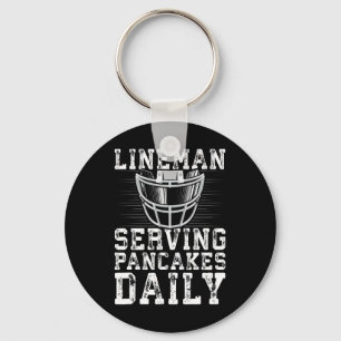 Lineman Serving Pancakes Daily Football Lineman Sleutelhanger
