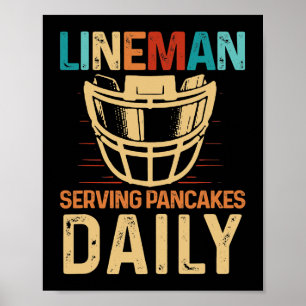 Lineman Serving Pancakes Daily Football Offensive Poster