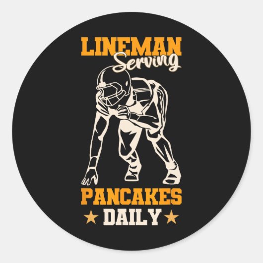 Lineman Serving Pannenkoeken Dagelijks Grappig Foo Ronde Sticker (Voorkant)