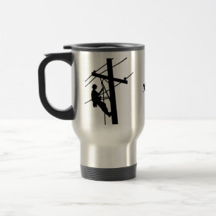 Lineman Silhouettes Nom personnalisé Travel Mug