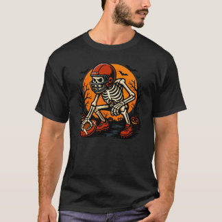 Lineman Skeleton Halloween Football Player Costume T-shirt