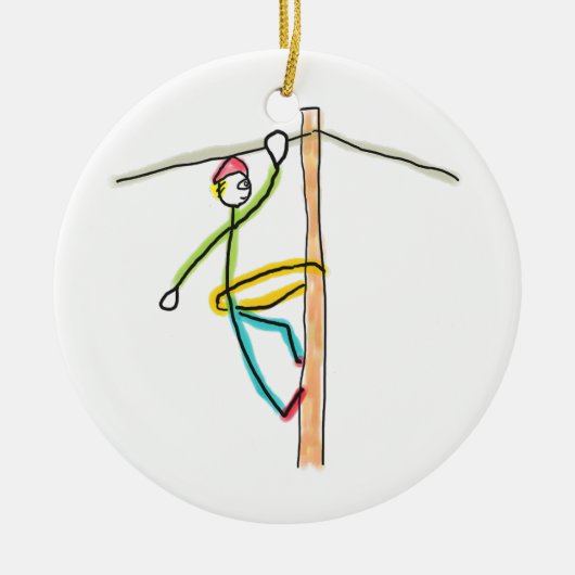 Lineman Stickman Keramisch Ornament (Voorkant)