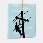 Lineman sur Pole Silhouette Ornement personnalisé (Droite)