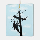 Lineman sur Pole Silhouette Ornement personnalisé (Gauche)