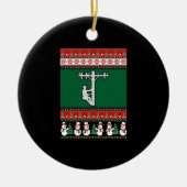 Lineman Ugly KerstSweater Keramisch Ornament (Voorkant)