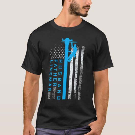 Lineman Vaderdag Tshirt Elektrische Kabel Lineman (Voorkant)
