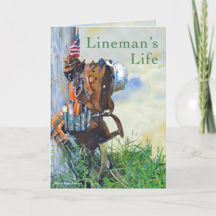Lineman's Life Original Painting and Poem Kaart