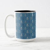 Linen Anchors op Blue Tweekleurige Koffiemok (Links)