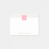 Linen Beige Diamonds en Roze Monogram Post-it® Notes (Voorkant)