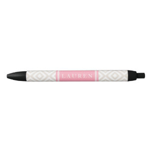 Linen Beige Diamonds Pattern Zwarte Inkt Pen