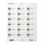 Linen Beige en Charcoal Damask Pattern Etiket (Full Sheet)