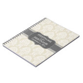 Linen Beige en Charcoal Damask Pattern Notitieboek (Linkerzijde)