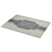 Linen Beige en Charcoal Damask Pattern Snijplank (Hoek)