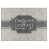 Linen Beige en Charcoal Damask Pattern Snijplank (Voorkant)