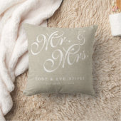 Linen beige Initiales M. et Mme Mariage Coussin (Couverture)