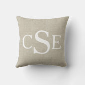 Linen beige Initiales M. et Mme Mariage Coussin (Verso)