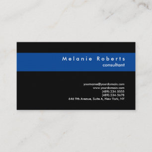 Linen Black Blue Modern Professional minimalist Visitekaartje