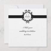 Linen Black Monogram Save the Date Wedding Kaart (Achterkant)