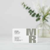 Linen Bold Monogram Plain Trendy minimalist Modern Visitekaartje (Staand voorkant)