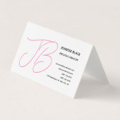 Linen Bold Monogram Roze Witte Matige Plain Visitekaartjes (Voorkant)