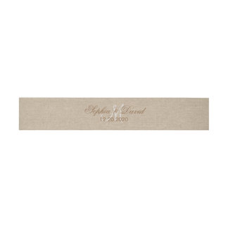 Linen Canvas Wedding Monogram Initiaal Uitnodigingen Wikkel