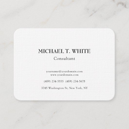 Linen Classical Minimalist Professional Chubby Visitekaartje (Voorkant)