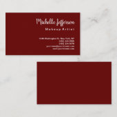 Linen Dark Red Minimalist Makeup Artiest Classical Visitekaartje (Voorkant / Achterkant)