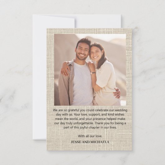 Linen Design Mariage 4 Photo Collage Merci (Dos)