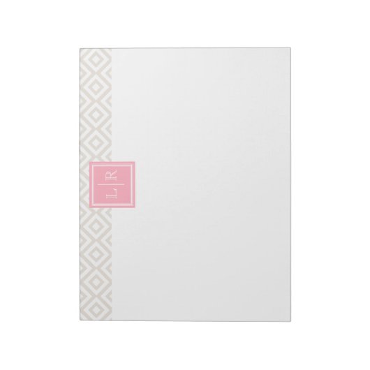 Linen Diamonds Patroon en Monogram Notitieblok (Gedraaid)
