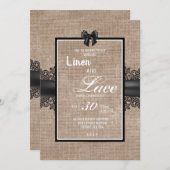 Linen en lace bruiloft-uitnodiging kaart (Voorkant / Achterkant)