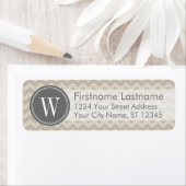 Linen & Gray Chevron Pattern met monogram Etiket (Insitu)
