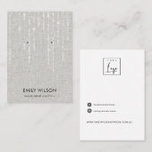 LINEN GRAY LIGHT STRINGS STUD EARRING DISPLAY VISITEKAARTJE (Voorkant / Achterkant)