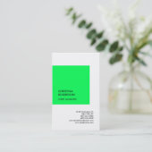 Linen Green White Modern Professional Plain Visitekaartje (Staand voorkant)